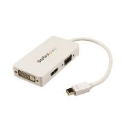 Image de StarTech.com Adaptateur de voyage Mini DisplayPort vers VGA / DVI / HDMI - Convertisseur vidéo 3-en-1 - Blanc (MDP2VGDVHDW)