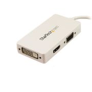 Image de StarTech.com Adaptateur de voyage Mini DisplayPort vers VGA / DVI / HDMI - Convertisseur vidéo 3-en-1 - Blanc (MDP2VGDVHDW)