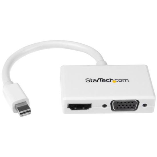 Image de StarTech.com Adaptateur audio / vidéo de voyage - Convertisseur 2-en-1 Mini DisplayPort vers HDMI ou VGA - Blanc (MDP2HDVGAW)