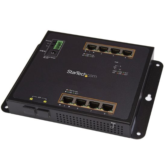Image de StarTech.com Switch Industriel POE+ Gigabit Ethernet 8 ports - 2 connexions MSA SFP - 30W - Switch Gbe Haute Puissance L2 adminstrable renforcé - Fixation murale Rail DIN IP ... (IES101GP2SFW)
