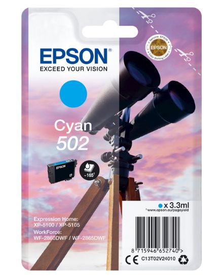 Image de Epson Singlepack Cyan 502 Ink (C13T02V24010)