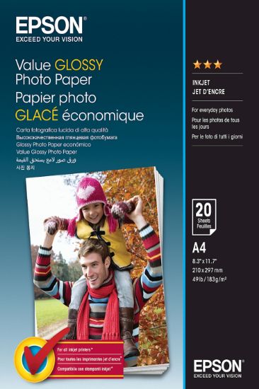 Image de Epson Value Glossy Photo Paper - A4 - 20 Feuilles (C13S400035)