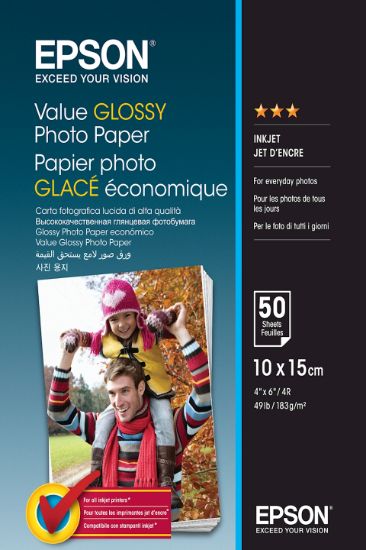 Image de Epson Value Glossy Photo Paper - 10x15cm - 50 Feuilles (C13S400038)
