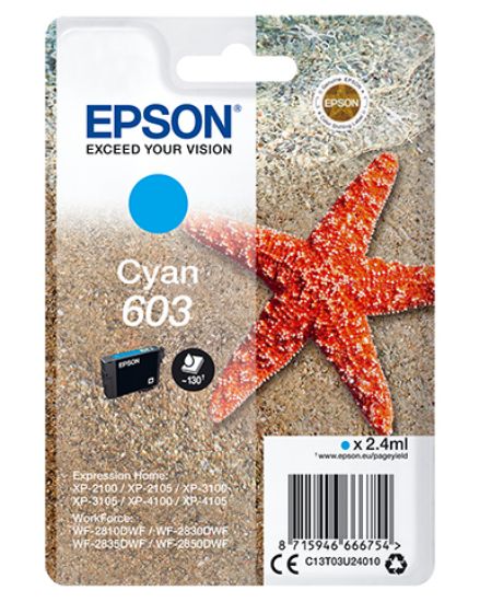 Image de Epson Singlepack Cyan 603 Ink (C13T03U24010)