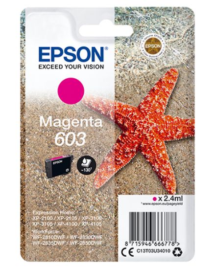 Image de Epson Singlepack Magenta 603 Ink (C13T03U34010)