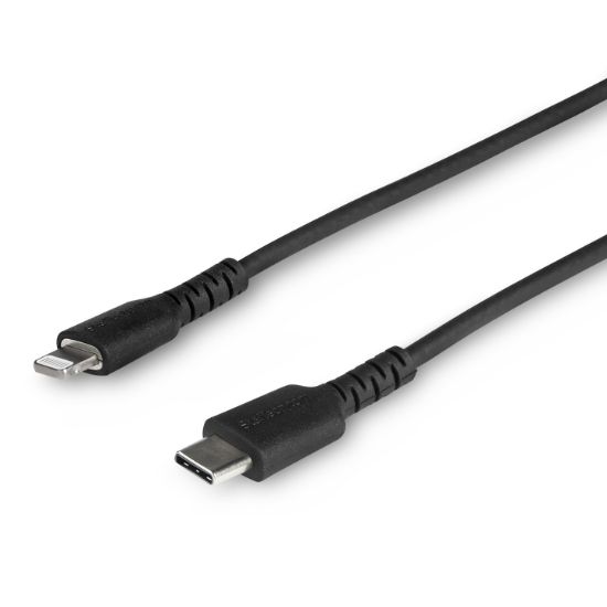 Image de StarTech.com Câble USB-C vers Lightning Noir Robuste 1m - Câble de Charge/Synchronistation USB Type C vers Lightning Fibre Aramide - iPad/iPhone 12 Certifié Apple MFi (RUSBCLTMM1MB)