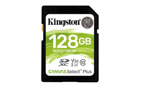 Image de Kingston Technology Carte SDXC Canvas Select Plus 100R C10 UHS-I U3 V30 de 128 Go (SDS2/128GB)