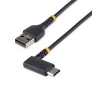 Image de StarTech.com Câble de Charge Rapide USB-A vers USB-C de 2m, Robuste, Coudé à Droite, Charge et Synchronisation, 3A, USB 2.0, Gaine TPE et Fibre d'Aramide - Cordon de C ... (R2ACR-2M-USB-CABLE)