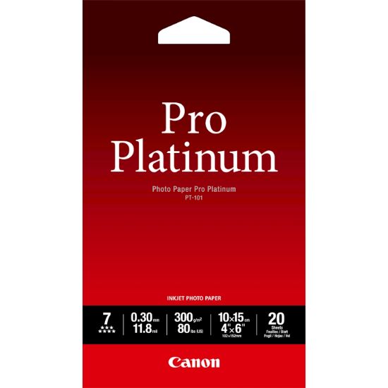 Image de Canon Papier photo professionnel Platinum 4 × 6 po (10 × 15 cm) PT-101 - 20 feuilles (2768B013)
