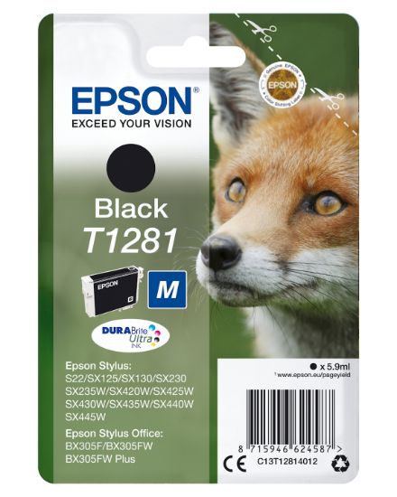Image de Epson Fox Singlepack Black T1281 DURABrite Ultra Ink (C13T12814012)