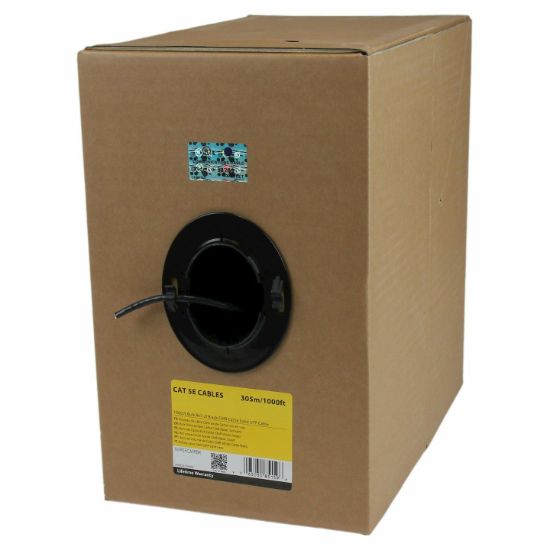 Image de StarTech.com Câble Ethernet Cat 5e en Vrac - 304,8 m - Solide - Classé CMR - Noir - Conforme TAA (WIR5ECMRBK)