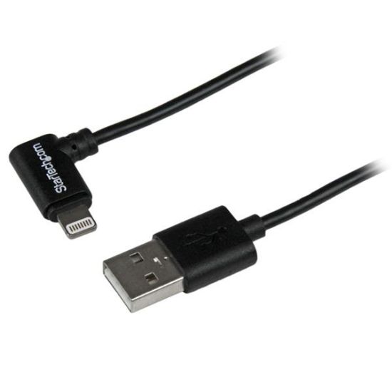 Image de StarTech.com Câble Apple Lightning coudé vers USB de 2 m pour iPhone / iPod / iPad - Noir (USBLT2MBR)