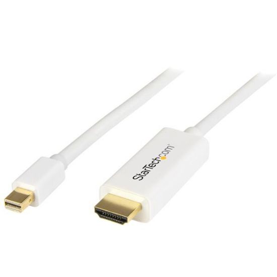 Image de StarTech.com Câble adaptateur Mini DisplayPort vers HDMI de 1 m - M/M - 4K - Blanc (MDP2HDMM1MW)