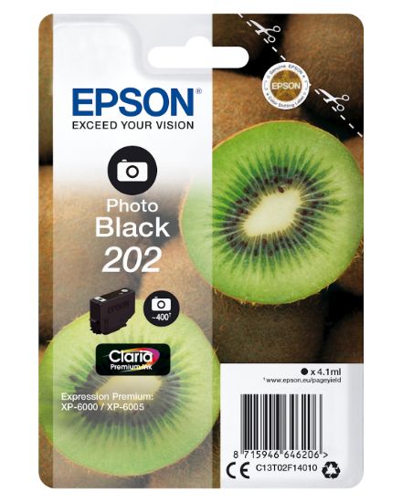 Image de Epson Kiwi Singlepack Photo Black 202 Claria Premium Ink (C13T02F14010)