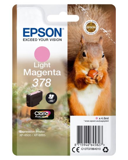 Image de Epson Squirrel Singlepack Light Magenta 378 Claria Photo HD Ink (C13T37864020)