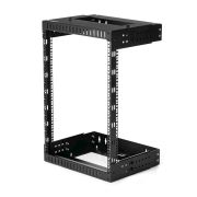 Image de StarTech.com Rack Réseau Mural 15U à 2 Montants, Rack Serveur 19" à Cadre Ouvert avec Profondeur Ajustable, Rack de Données Mural pour IT/AV/Panneau de Patch/ Equipement IT - ... (RK15WALLOA)
