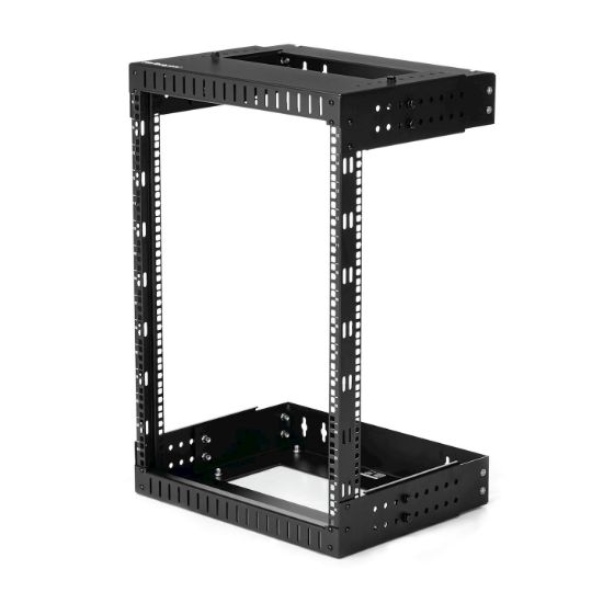 Image de StarTech.com Rack Réseau Mural 15U à 2 Montants, Rack Serveur 19" à Cadre Ouvert avec Profondeur Ajustable, Rack de Données Mural pour IT/AV/Panneau de Patch/ Equipement IT - ... (RK15WALLOA)