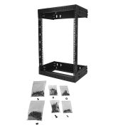 Image de StarTech.com Rack Réseau Mural 15U à 2 Montants, Rack Serveur 19" à Cadre Ouvert avec Profondeur Ajustable, Rack de Données Mural pour IT/AV/Panneau de Patch/ Equipement IT - ... (RK15WALLOA)