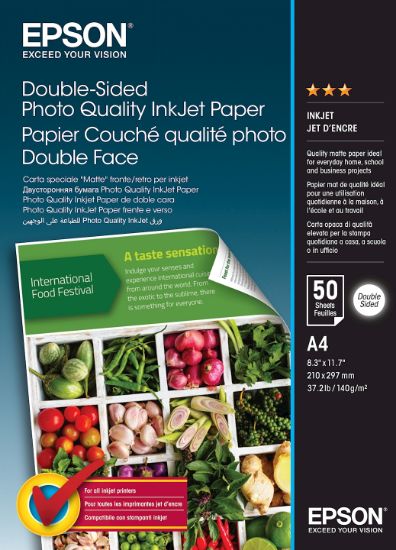 Image de Epson Double-Sided Photo Quality Inkjet Paper - A4 - 50 Sheets (C13S400059)
