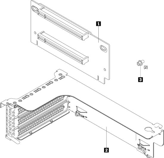 Image de Lenovo ThinkSystem SR550/SR590/SR650 x16/x8 PCIe FH Riser 1 Kit Kit de montage (7XH7A02678)