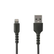 Image de StarTech.com Câble USB-A vers Lightning Noir Robuste 1m - Câble de Charge/Synchronisation de Type A vers Lightning en Fibre Aramide - iPad/iPhone 12 - Certifié Apple MFi (RUSBLTMM1MB)