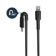 Image de StarTech.com Câble USB-A vers Lightning Noir Robuste 1m - Câble de Charge/Synchronisation de Type A vers Lightning en Fibre Aramide - iPad/iPhone 12 - Certifié Apple MFi (RUSBLTMM1MB)