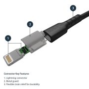 Image de StarTech.com Câble USB-A vers Lightning Noir Robuste 1m - Câble de Charge/Synchronisation de Type A vers Lightning en Fibre Aramide - iPad/iPhone 12 - Certifié Apple MFi (RUSBLTMM1MB)