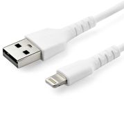 Image de StarTech.com Câble USB-A vers Lightning Blanc Robuste 1m - Câble de Charge/Synchronisation de Type A vers Lightning en Fibre Aramide - iPad/iPhone 12 - Certifié Apple MFi (RUSBLTMM1M)