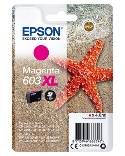 Image de Epson Singlepack Magenta 603XL Ink (C13T03A34010)
