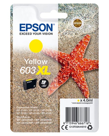 Image de Epson Singlepack Yellow 603XL Ink (C13T03A44010)
