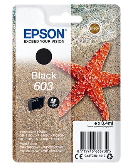 Image de Epson Singlepack Black 603 Ink (C13T03U14010)