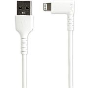 Image de StarTech.com Câble USB-A vers Lightning Blanc Robuste 1m Coudé à 90° - Câble de Charge/Synchronisation USB Type A vers Lightning en Fibre Aramide Robuste et Résistante - Cer ... (RUSBLTMM1MWR)