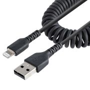 Image de StarTech.com Câble USB vers Lightning de 50cm - Certifié Mfi - Adaptateur USB Lightning Noir, Gaine durable en TPE - Cordon Chargeur Iphone/Lightning Spiralé en Fibre Aram ... (RUSB2ALT50CMBC)