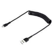 Image de StarTech.com Câble USB vers Lightning de 50cm - Certifié Mfi - Adaptateur USB Lightning Noir, Gaine durable en TPE - Cordon Chargeur Iphone/Lightning Spiralé en Fibre Aram ... (RUSB2ALT50CMBC)
