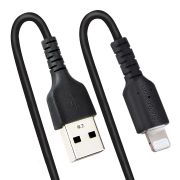 Image de StarTech.com Câble USB vers Lightning de 50cm - Certifié Mfi - Adaptateur USB Lightning Noir, Gaine durable en TPE - Cordon Chargeur Iphone/Lightning Spiralé en Fibre Aram ... (RUSB2ALT50CMBC)