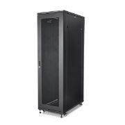 Image de StarTech.com Rack Serveur 42U à 4 Montants, Rack de Données 19" pour Ordinateur / AV / Équipement IT, Rack Serveur avec Roulettes, Armoire Réseau Industrielle Pleine Taille (RK4236BKB)