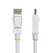 Image de StarTech.com Câble DisplayPort 1.2 de 3m Blanc Certifié VESA, 4K 60Hz, 21.6Gbps, Connecteurs DP Verrouillables, Câble DisplayPort DP 1.2, Câble de Moniteur DP, M/M (DP12-CABLE-10FTW)