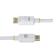 Image de StarTech.com Câble DisplayPort 1.2 de 1,8m Blanc Certifié VESA, 4K 60Hz, 21.6Gbps, Connecteurs DP Verrouillables, Câble DisplayPort DP 1.2, Câble de Moniteur DP, M/M (DP12-CABLE-6FTW)