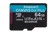 Image de Kingston Technology Carte microSDXC Canvas Go Plus Gen4 200 Mo/s A2 U3 V30 64 Go + adaptateur (SDCG4/64GB)
