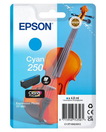 Image de Epson 250 Violin Claria Photo HD cartouche d'encre 1 pièce(s) Original Cyan (C13T16N24010)