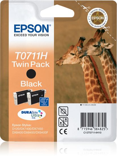 Image de Epson Giraffe Double pack "Girafe" (T0711H) - Encre DURABrite Ultra N (HC) (C13T07114H10)