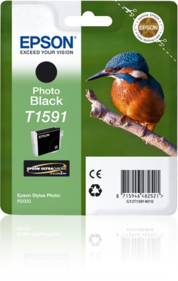 Image de Epson Cartouche "Martin-pêcheur" - Encre UltraChrome Hi-Gloss2 Noir Photo (C13T15914010)