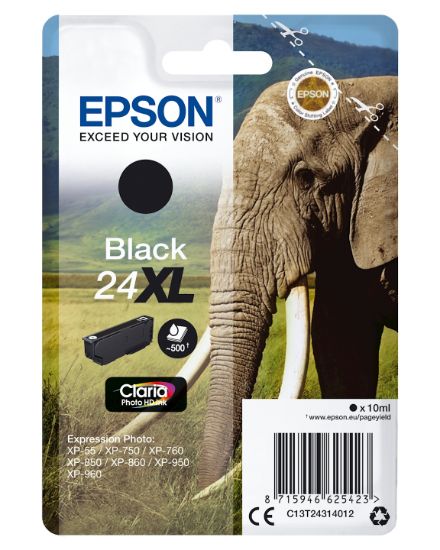 Image de Epson Elephant Cartouche "Eléphant" - Encre Claria Photo HD N (XL) (C13T24314012)