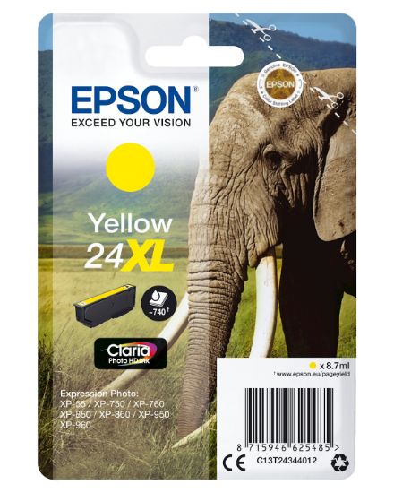 Image de Epson Elephant Cartouche "Eléphant" - Encre Claria Photo HD J (XL) (C13T24344012)