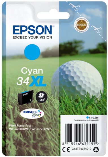 Image de Epson Golf ball Singlepack Cyan 34XL DURABrite Ultra Ink (C13T34724010)