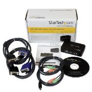 Image de StarTech.com Kit commutateur KVM USB VGA à 2 ports avec audio et câbles - Switch KVM - Noir (SV211KUSB)