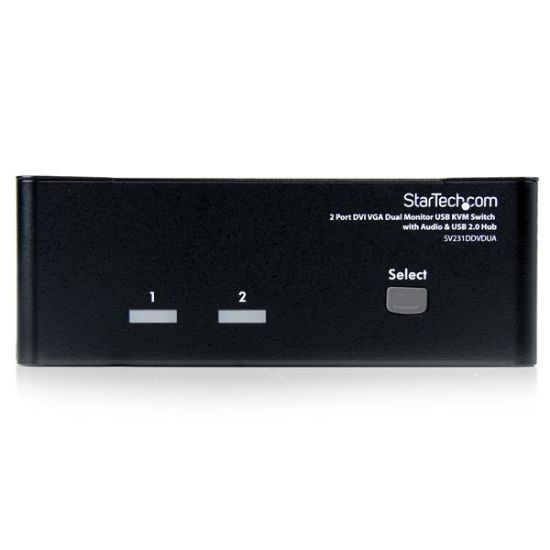 Image de StarTech.com Switch KVM USB 2 ports DVI VGA avec audio - Commutateur concentrateur USB 2.0 (SV231DDVDUA)