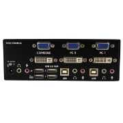 Image de StarTech.com Switch KVM USB 2 ports DVI VGA avec audio - Commutateur concentrateur USB 2.0 (SV231DDVDUA)