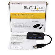 Image de StarTech.com Hub USB 3.0 (5Gbps) à 4 ports avec câble intégré - Noir (ST4300MINU3B)