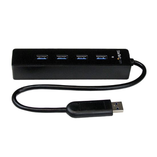 Image de StarTech.com Hub USB 3.0 portable à 4 ports avec câble intégré - 5Gbps - Noir (ST4300PBU3)
